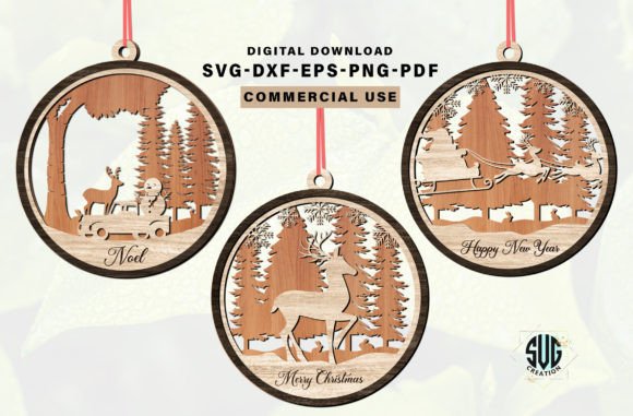 Download Christmas Ornament Laser Cut File Bundle - Christmas ornament Collection