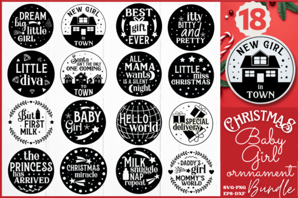 Download Baby Girl Christmas Ornament Svg Bundle - Christmas ornament Collection