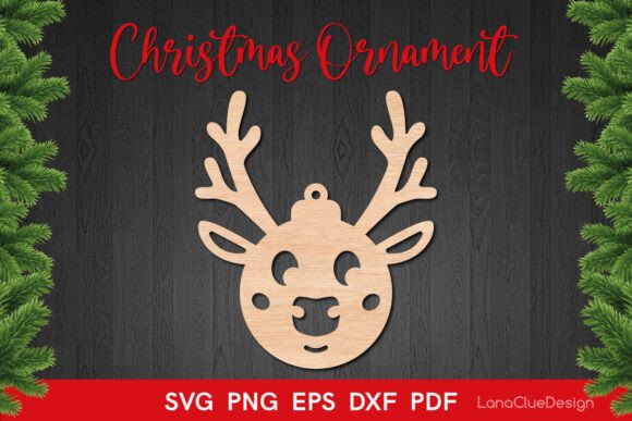 Download Reindeer Face Christmas Ornament SVG - Christmas ornament Collection