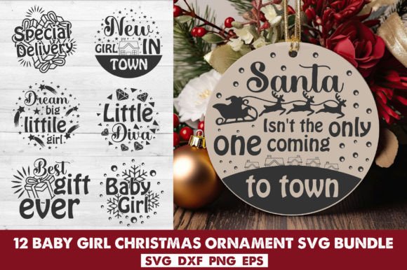 Download Baby Girl Christmas Ornament Svg Bundle - Christmas ornament Collection