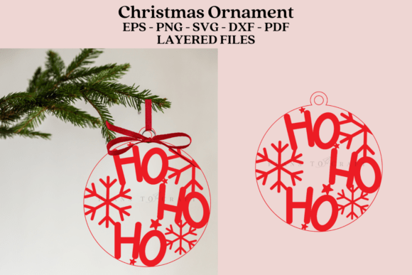 Download Ho Ho Christmas Ornament Laser Cut File - Christmas ornament Collection